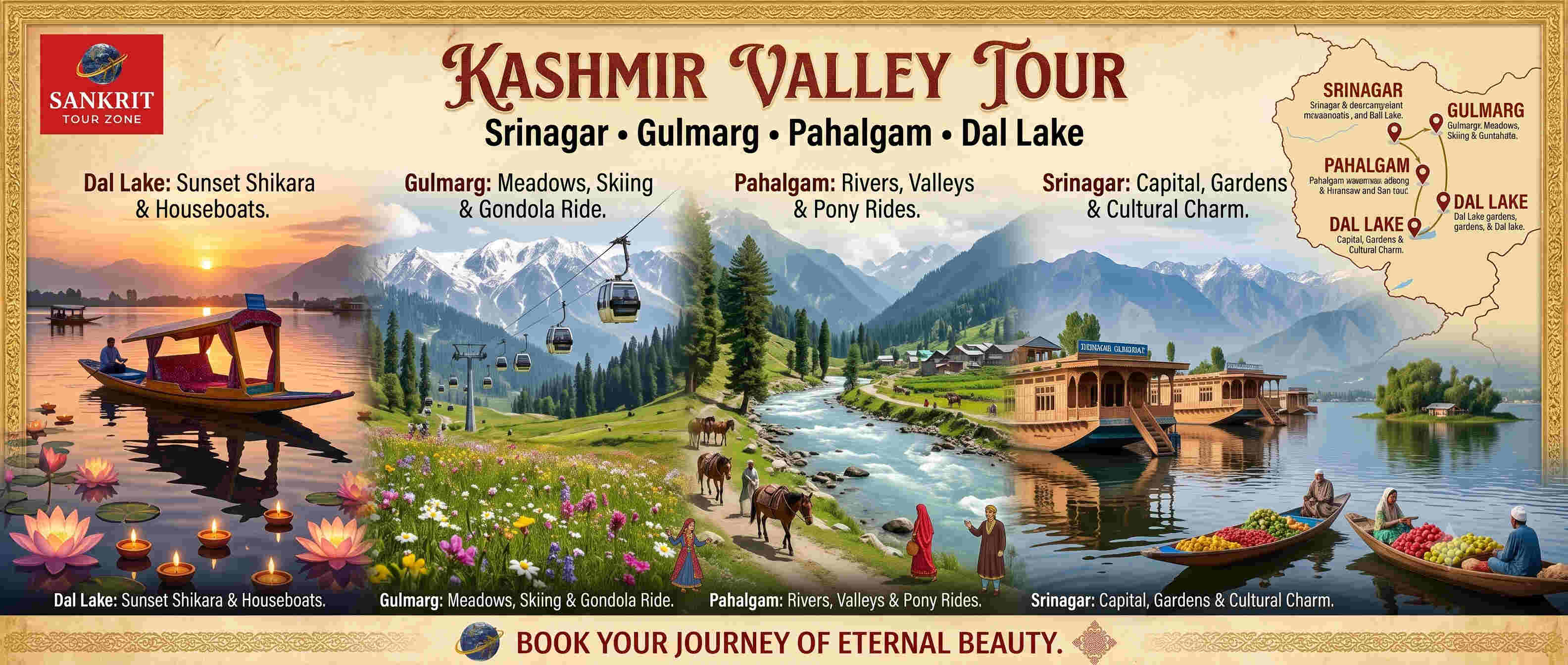 Kashmir Valley Tour with Srinagar Gulmarg Pahalgam